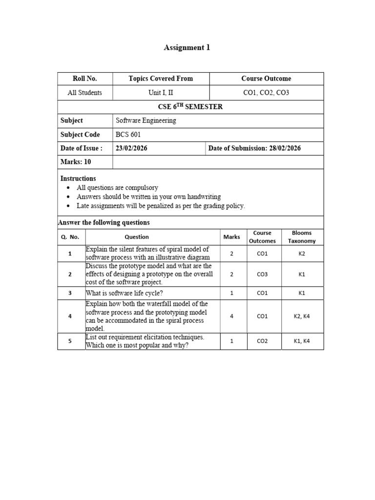SE Assignment 1 | PDF