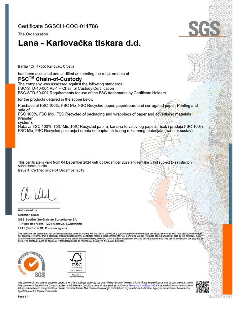 FSC Certificate 2024 | PDF