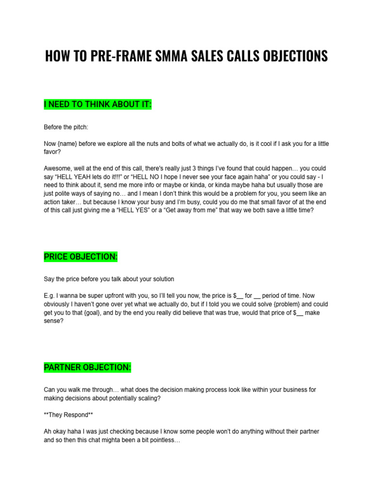 SMMA Objection Pre-Handles | PDF