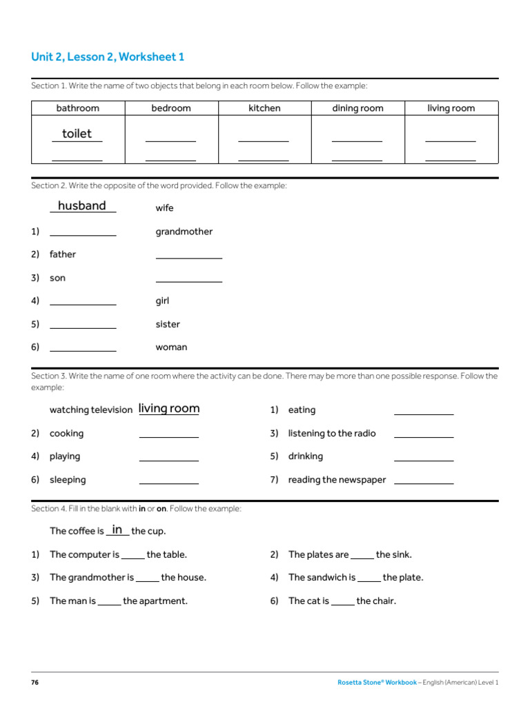 Unit 2, Lesson 2 Workbook | PDF