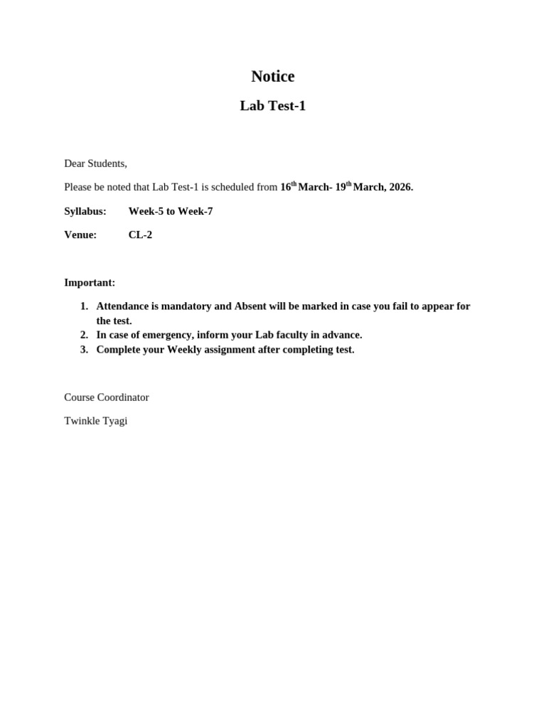 Notice Lab Test 1 | PDF