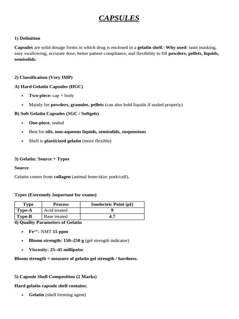 Capsule | PDF | Gelatin | Strength Of Materials