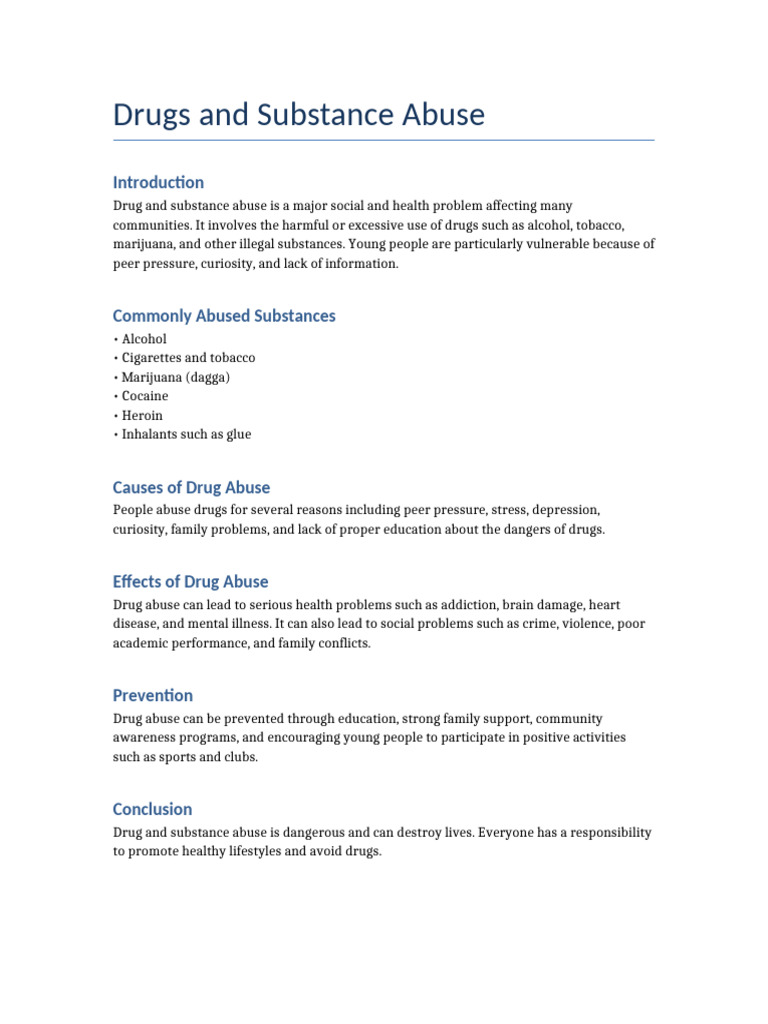 Drug Substance Abuse Project-1 | PDF