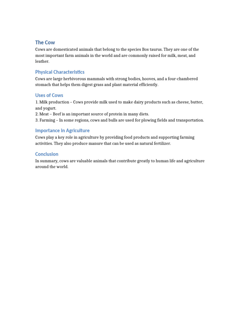 Cow Document | PDF