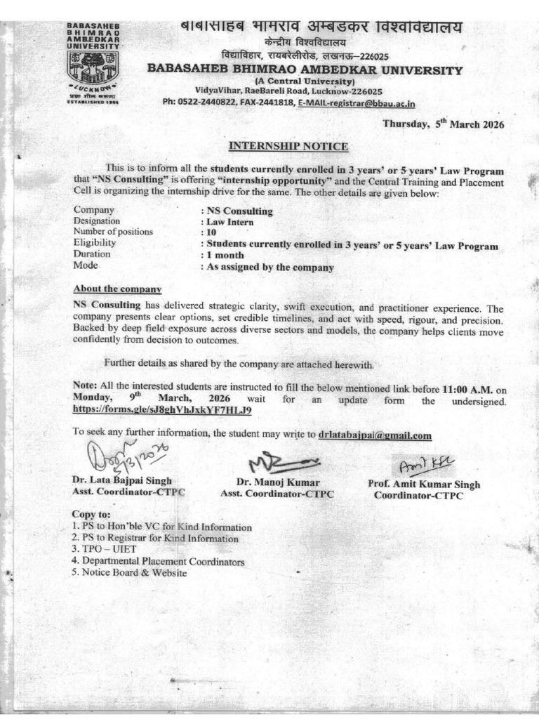 Internship Notice NS Consulting | PDF
