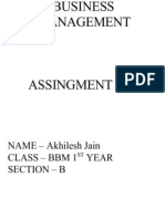 Business Management: NAME - Akhilesh Jain Class - BBM 1 Year Section - B