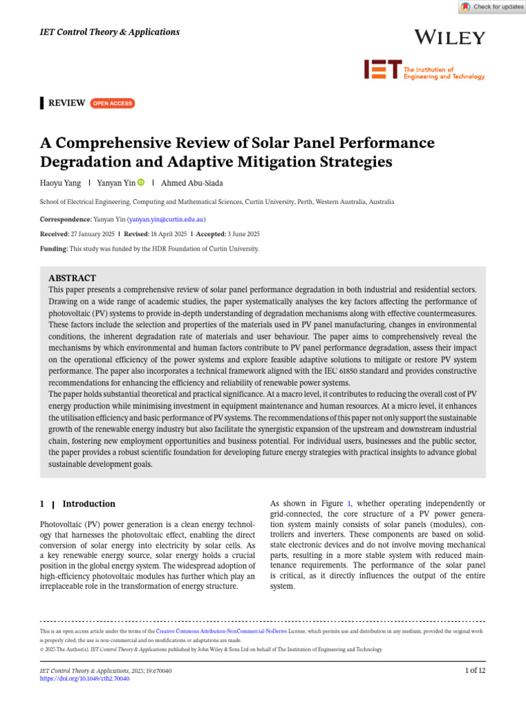A Comprehensive Review | PDF | Photovoltaics | Photovoltaic System