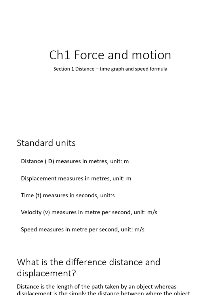 Section 1 D-T Graph and Speed Formula | PDF