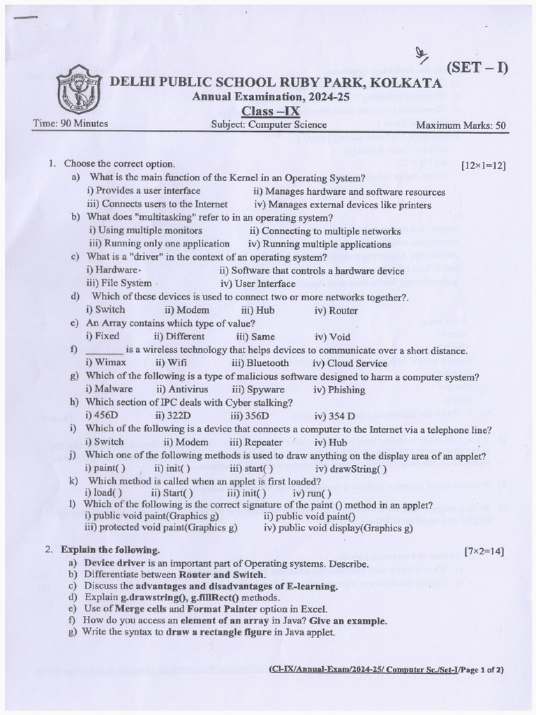 CL 9 Annual Computer SC 2024-25 | PDF
