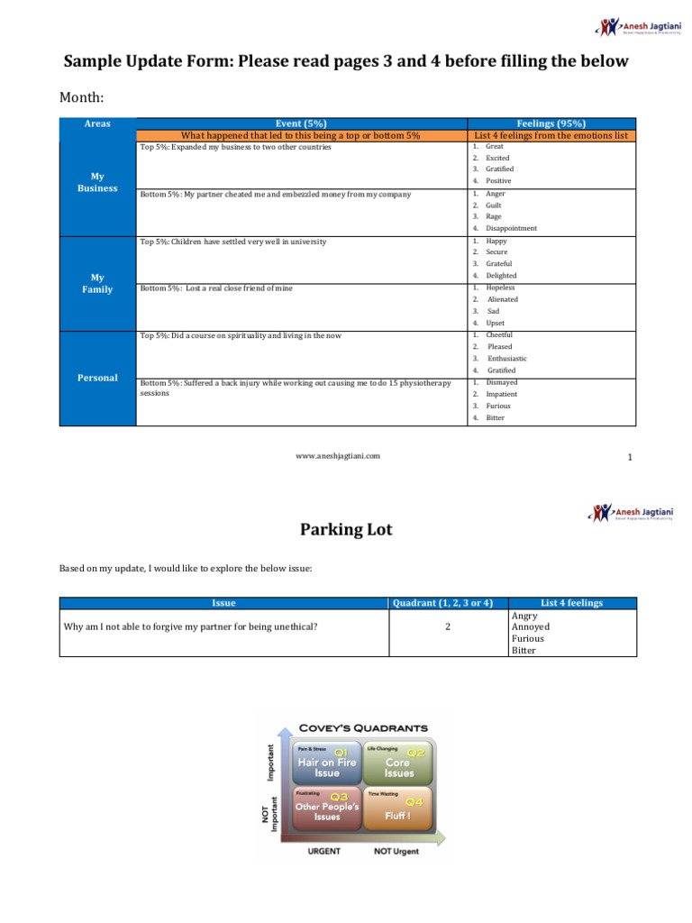 V2 Sample Monthly Update Form | PDF | Behavioural Sciences | Psychology