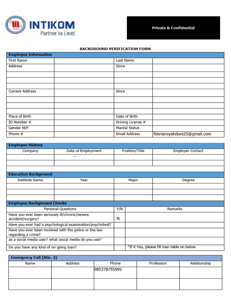 Form BC Verification Professional Services | PDF