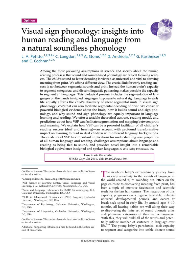 Visual Sign Phonology Insights Into Huma | PDF | Syllable | Sign Language