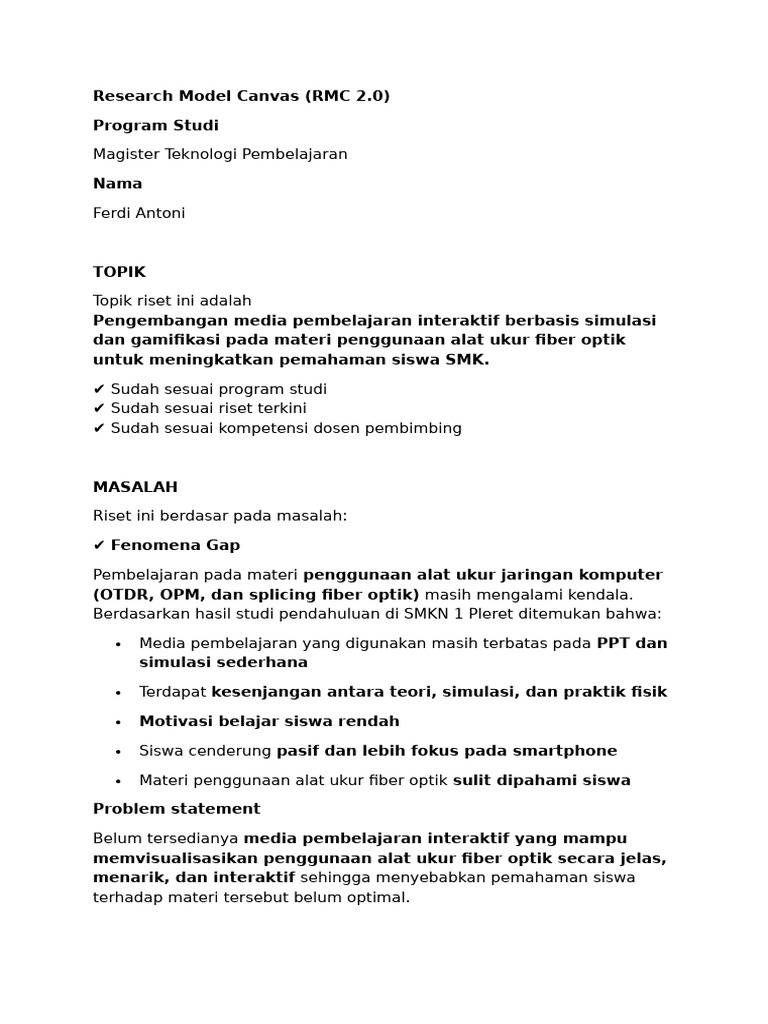 Research Model Canvas | PDF