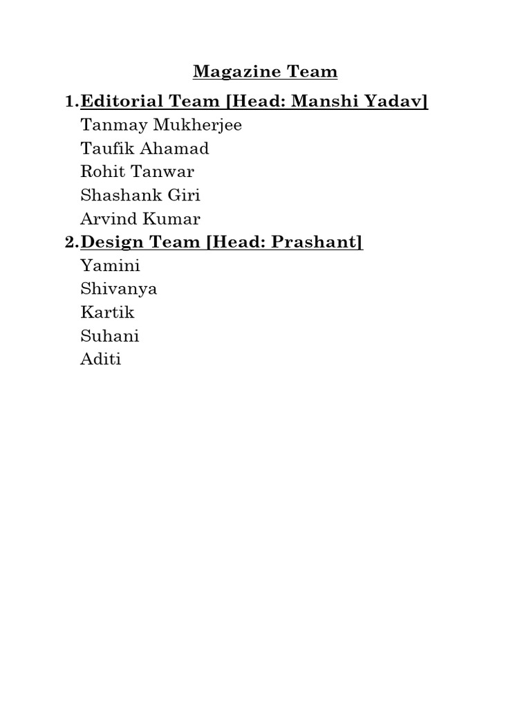 Magazine Team | PDF