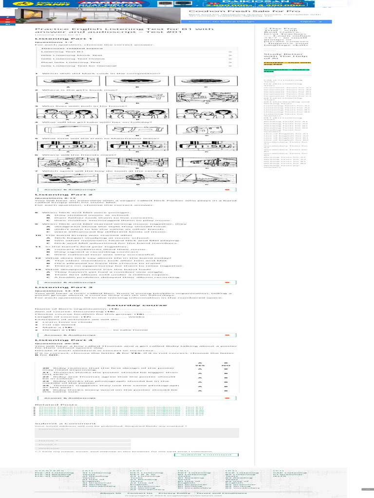 Practice English Listening Test For B1 With Answer and Audioscript ...