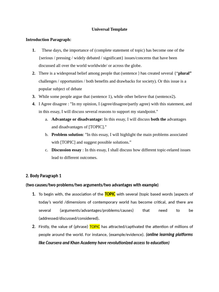 Edited Universal Template Final For All Writting Module | PDF | Essays