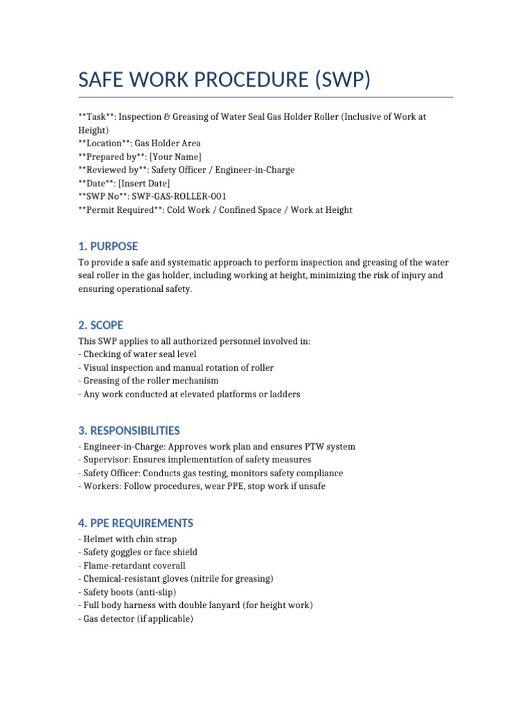 SWP Gas Holder Roller Checking Height Inclusive | PDF | Personal ...