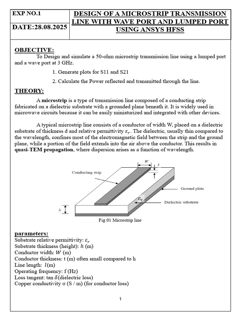 Awm Lab Exp 1 (Ec25m3002) | PDF | Transmission Line | Physical Phenomena