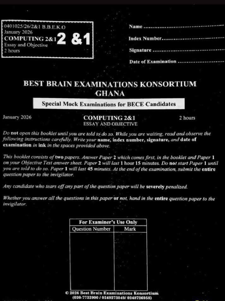 Jan2026 Best Brain Mock Computing Questions | PDF