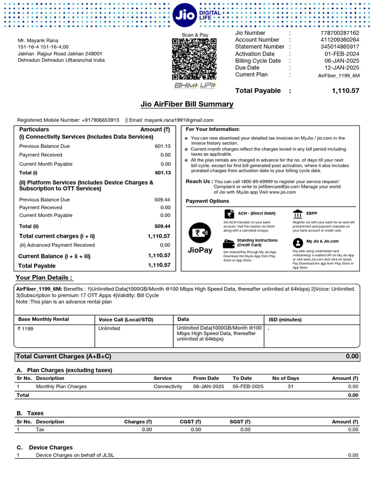 Broadband Bill 12271 | PDF | Payments | Credit Card