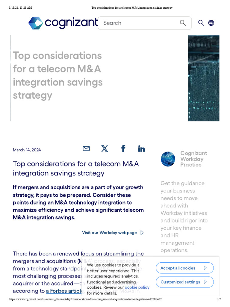 Top Considerations for a Telecom M&a Integration Savings Strategy | PDF ...