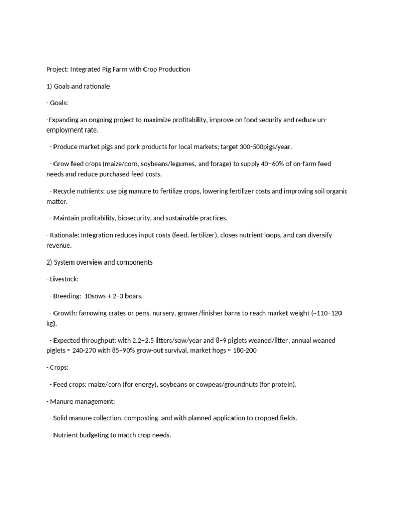 Integrated Farm Project | PDF | Pig | Manure