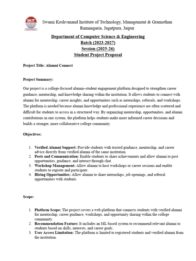 Student Project Proposal Format | PDF | Mentorship | Software Engineering