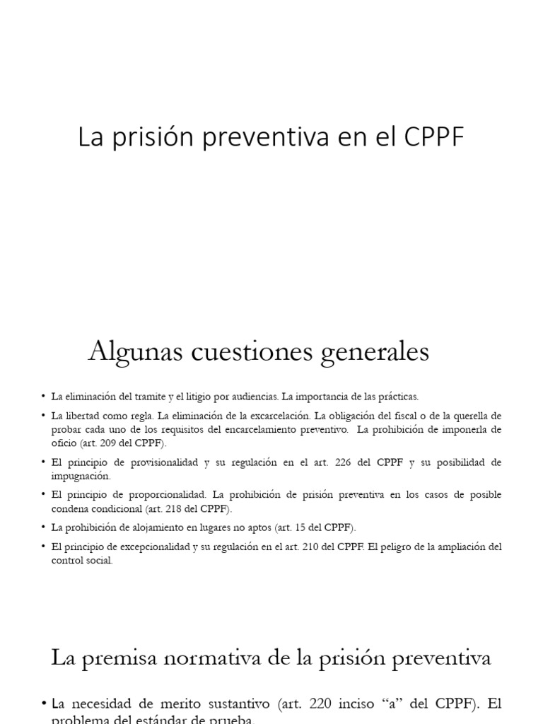 La Prisión Preventiva en El CPPF | PDF