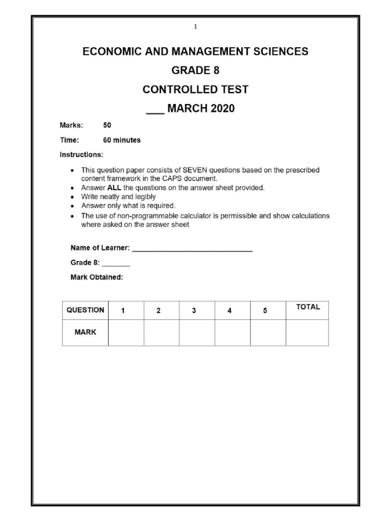 EMS Controlled Test March 2020 | PDF