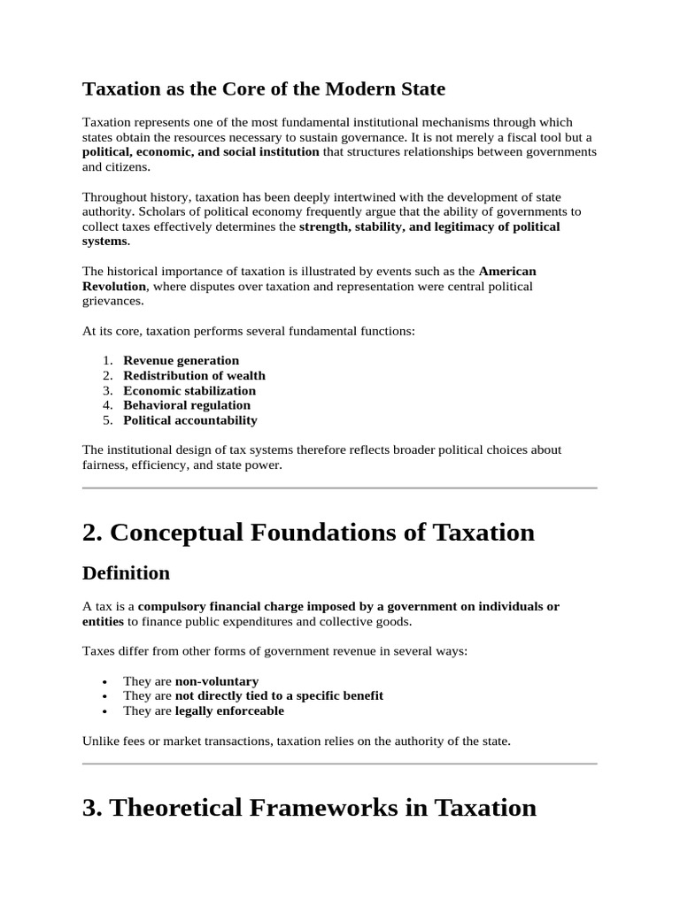 Taxation As The Core of The Modern State | PDF | Taxes | Indirect Tax