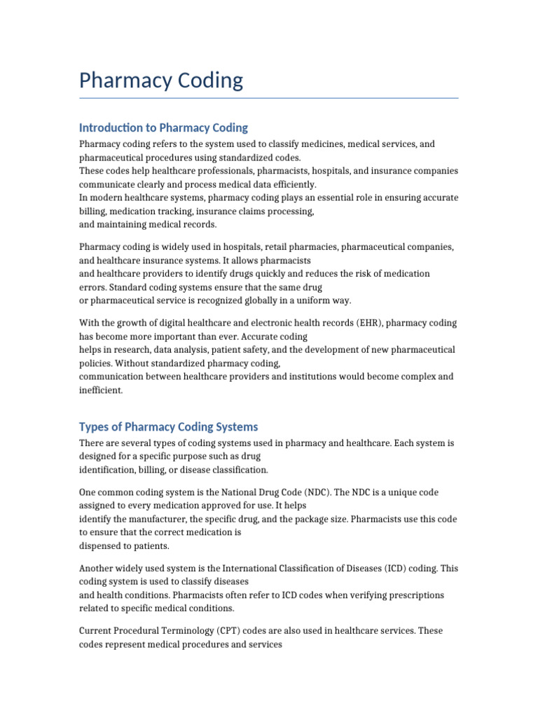 Pharmacy Coding | PDF | Pharmacy | Medical Prescription
