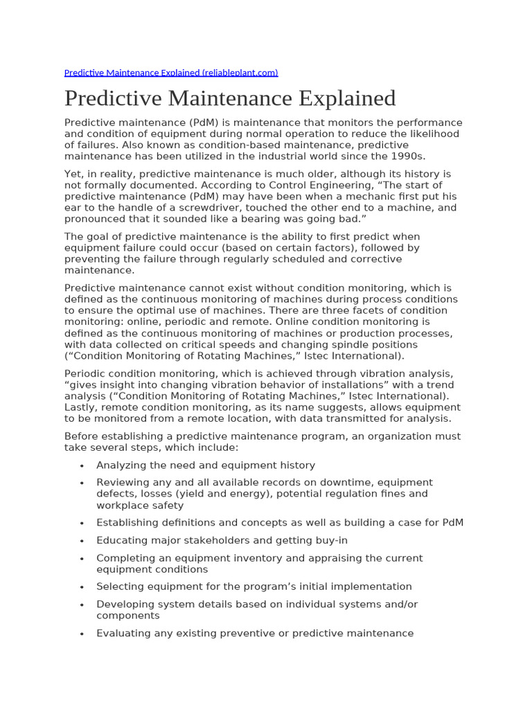 Predictive Maintenance Explained | PDF | Internet Of Things ...