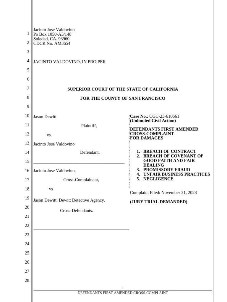 3Final.Va Cross-Complainant | PDF | Discovery (Law) | Negligence