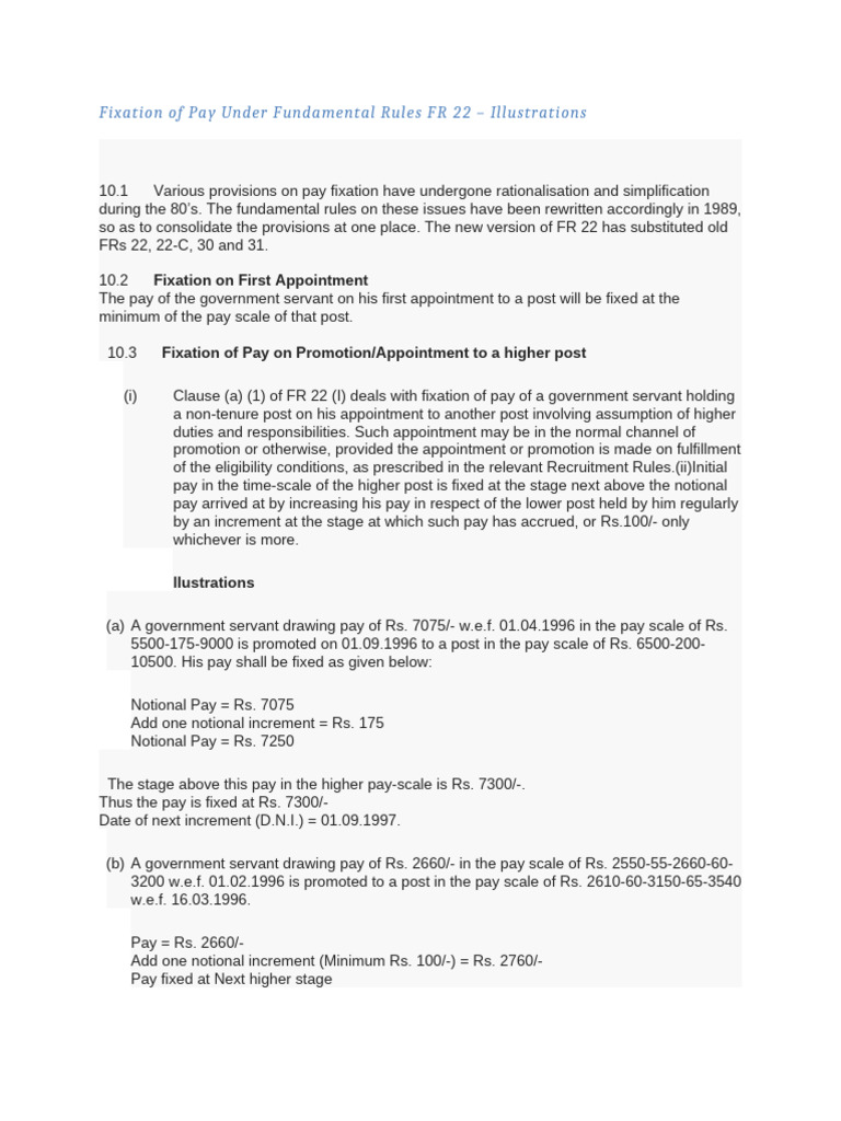 Fixation of Pay Under Fundamental Rules FR 22 | PDF | Justice | Crime ...