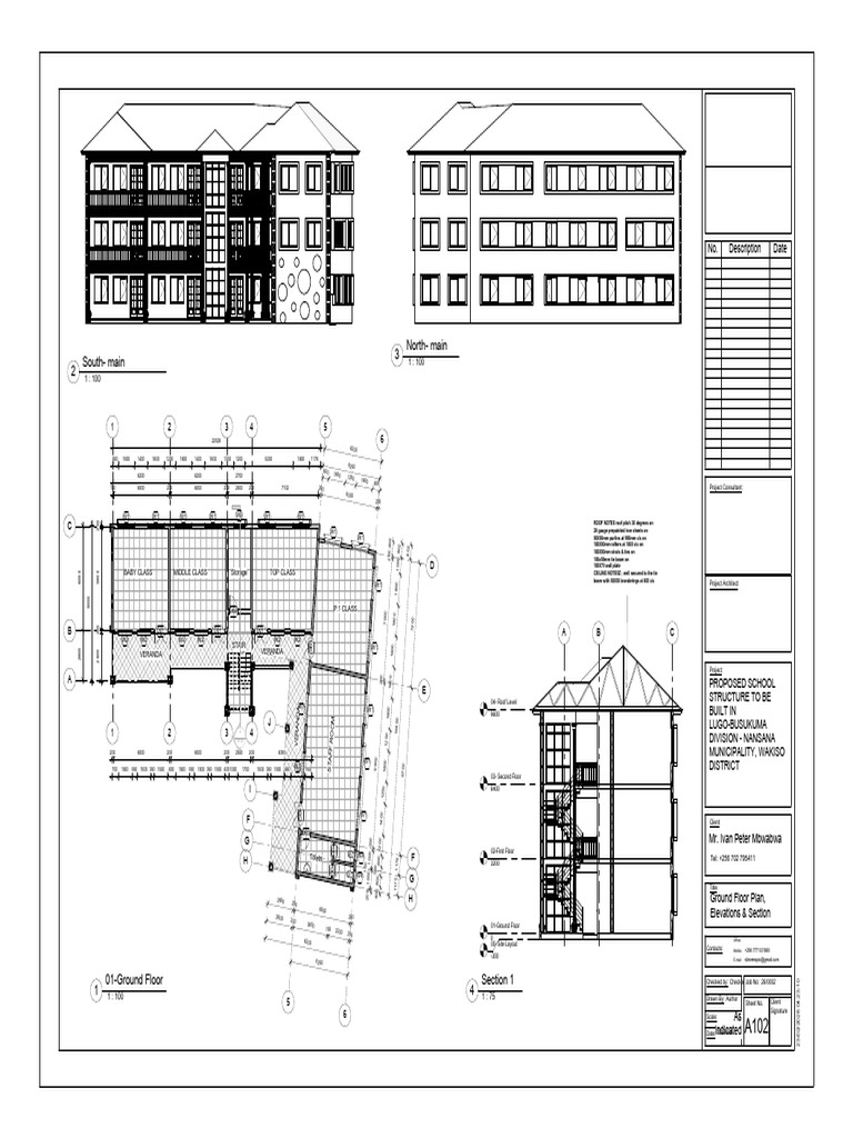 School Project 2 - Sheet - A102 - Ground Floor Plan, Elevations ...