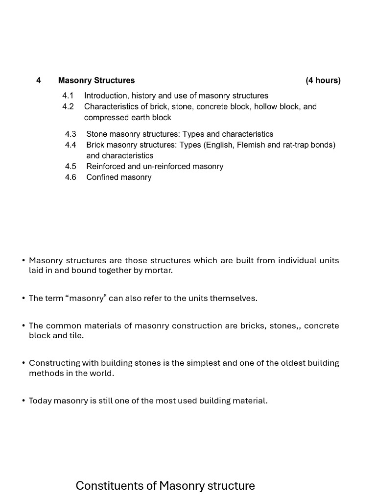 Chapter 4 Masonry Structures | PDF | Masonry | Brick