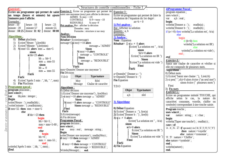 Fiche2 Ex If Case | PDF | Linguistique | Programmation informatique