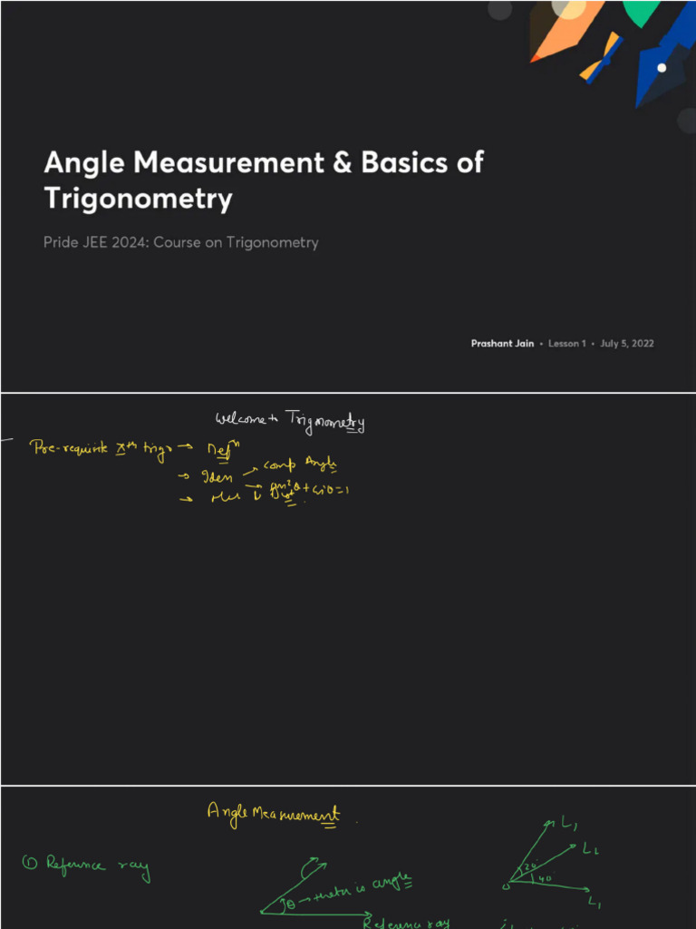 Angle Measurement Basics of Trigonometry With Anno | PDF