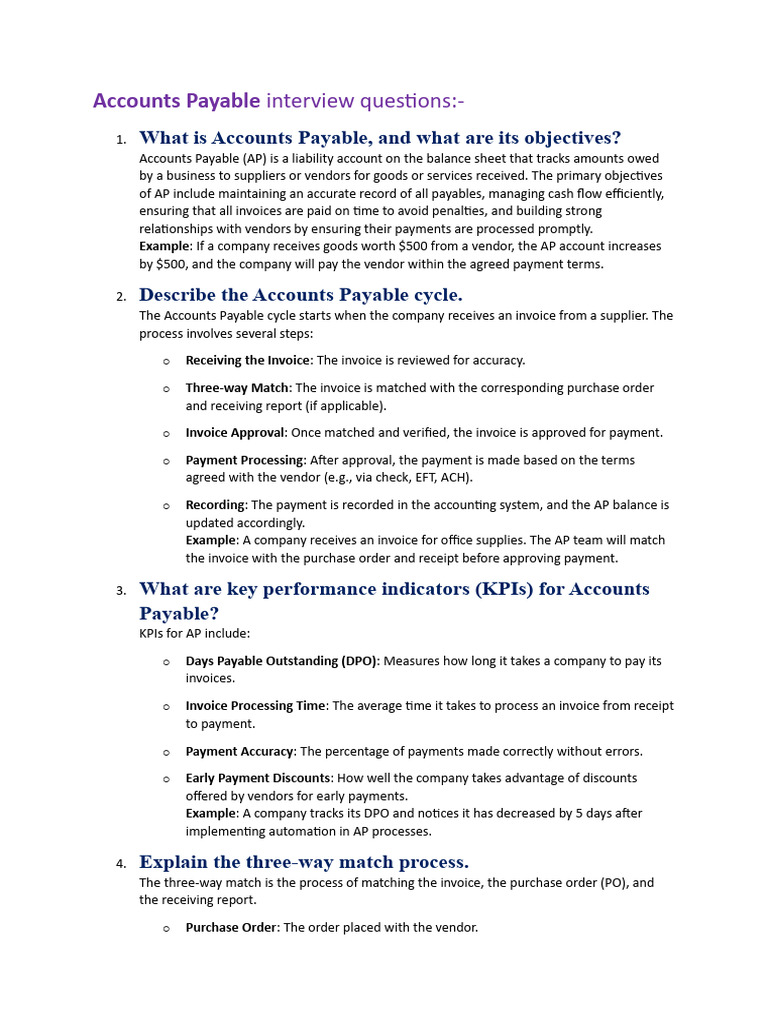 Accounts Payable Interview Questions | PDF | Accounts Payable | Invoice