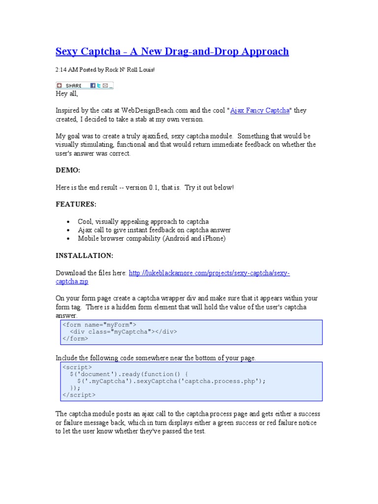 Sexy Captcha - A New Drag-And-Drop Approach | Download Free PDF | Php ...