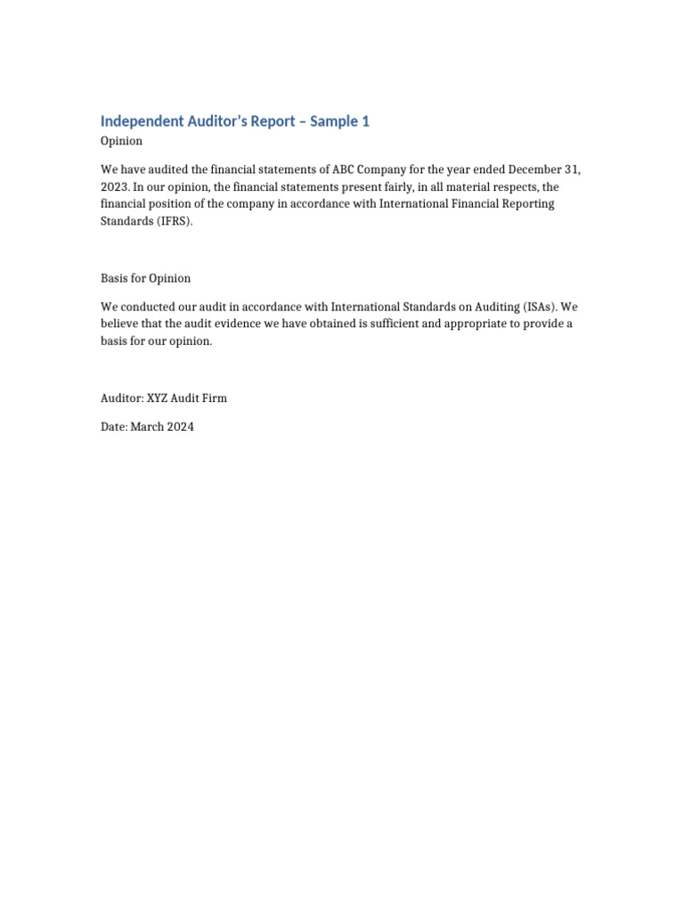Audit Report Sample 1 | PDF
