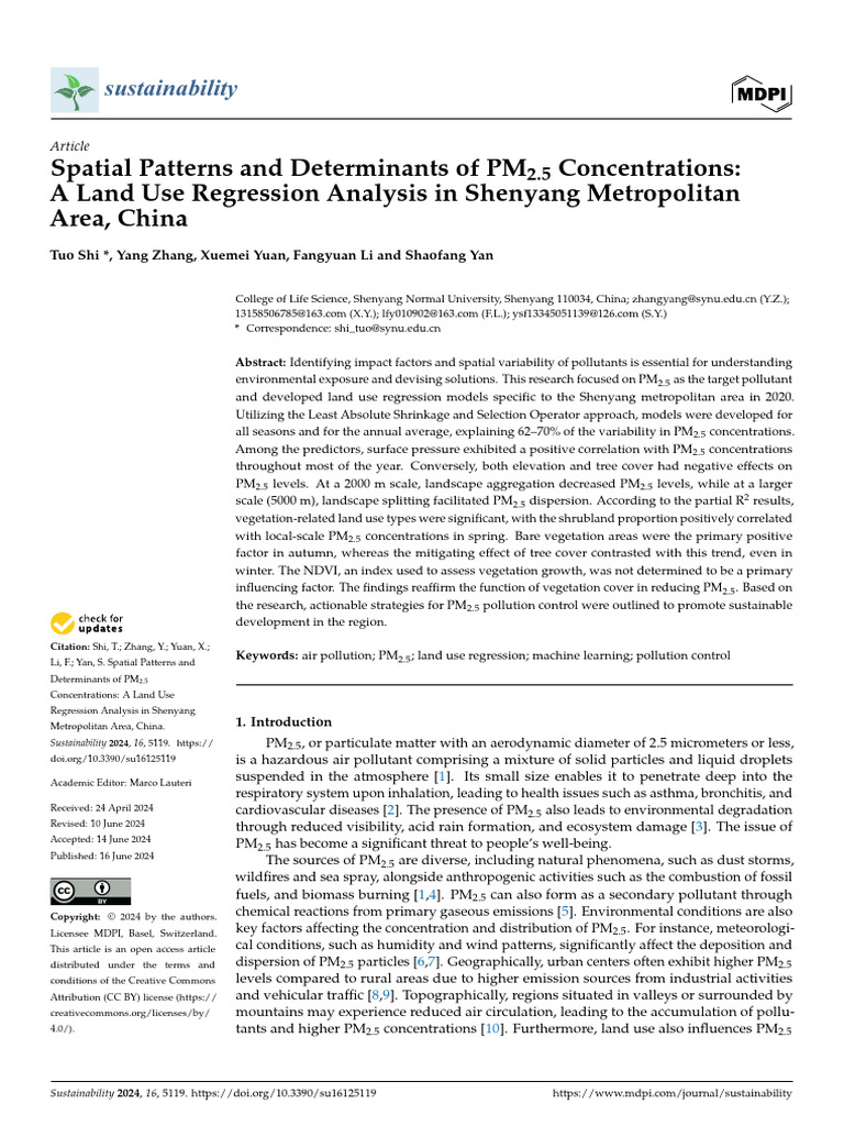 Spatial Patterns and Determinants of PM25 Concentr | PDF | Linear ...