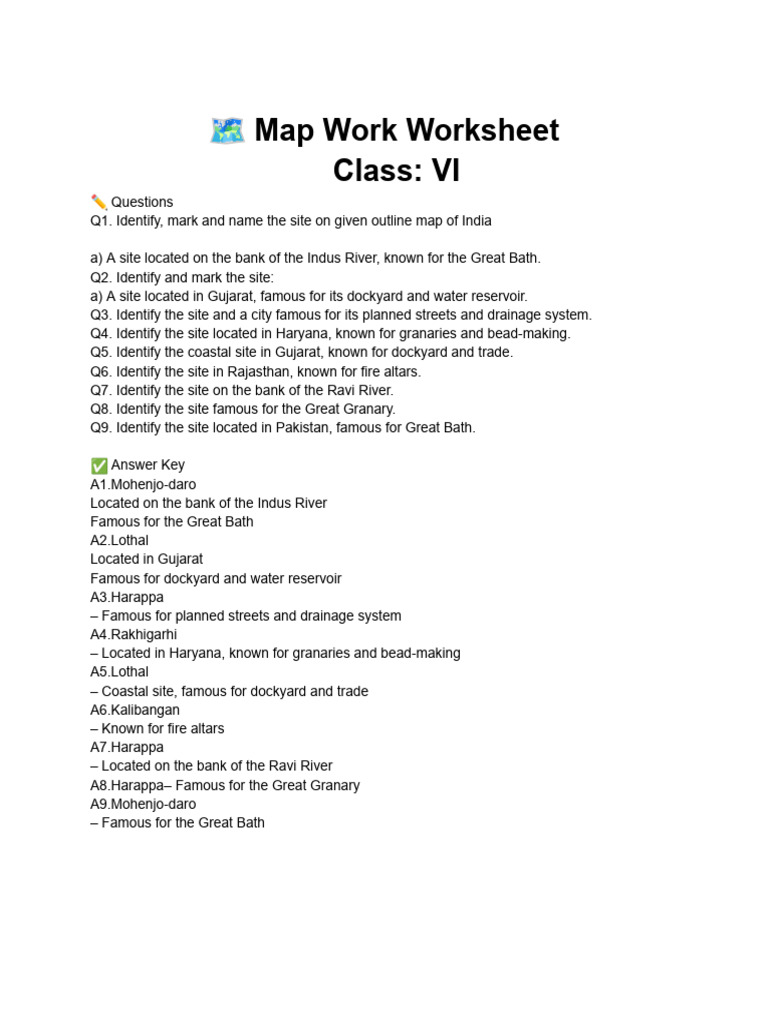 Map Work Worksheet | PDF