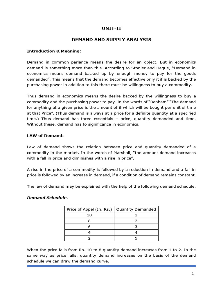 Befa Unit II | PDF | Elasticity (Economics) | Demand