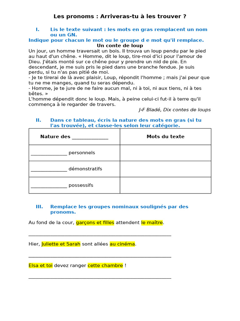Les Pronoms | PDF | Pronom