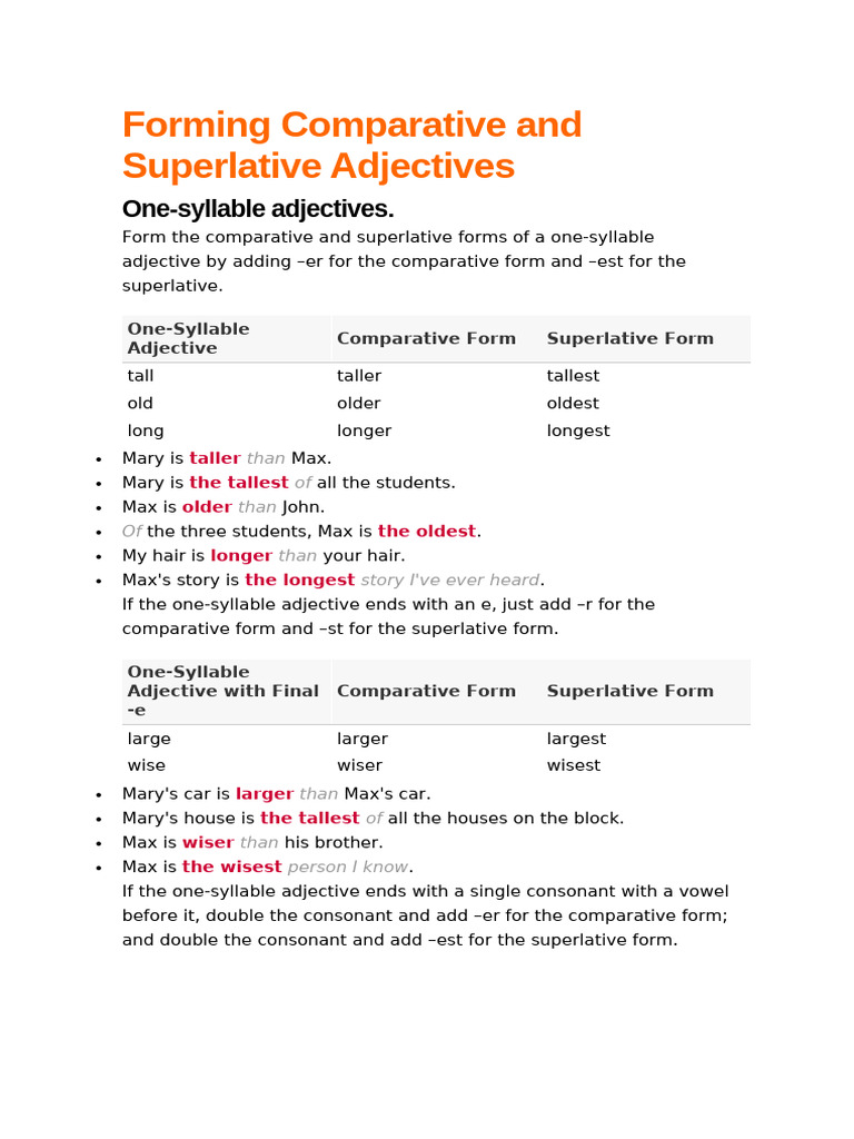 Comparatives and Superlatives | PDF | Linguistic Morphology | Linguistics