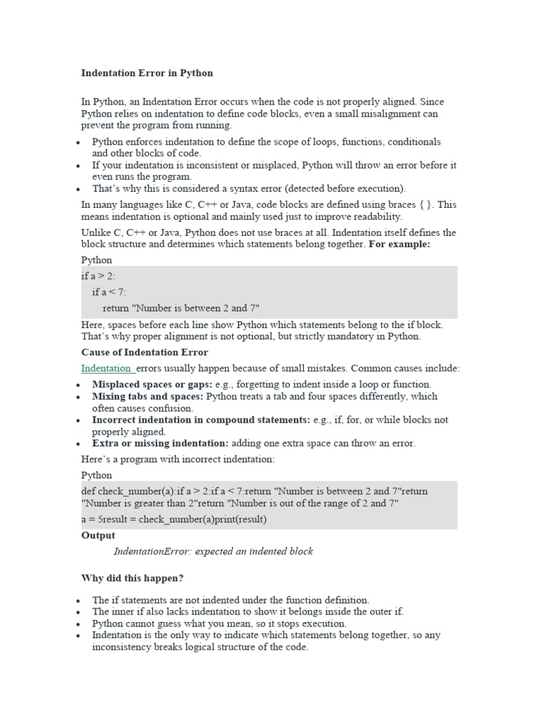 Indentation Error in Python | PDF | Python (Programming Language ...