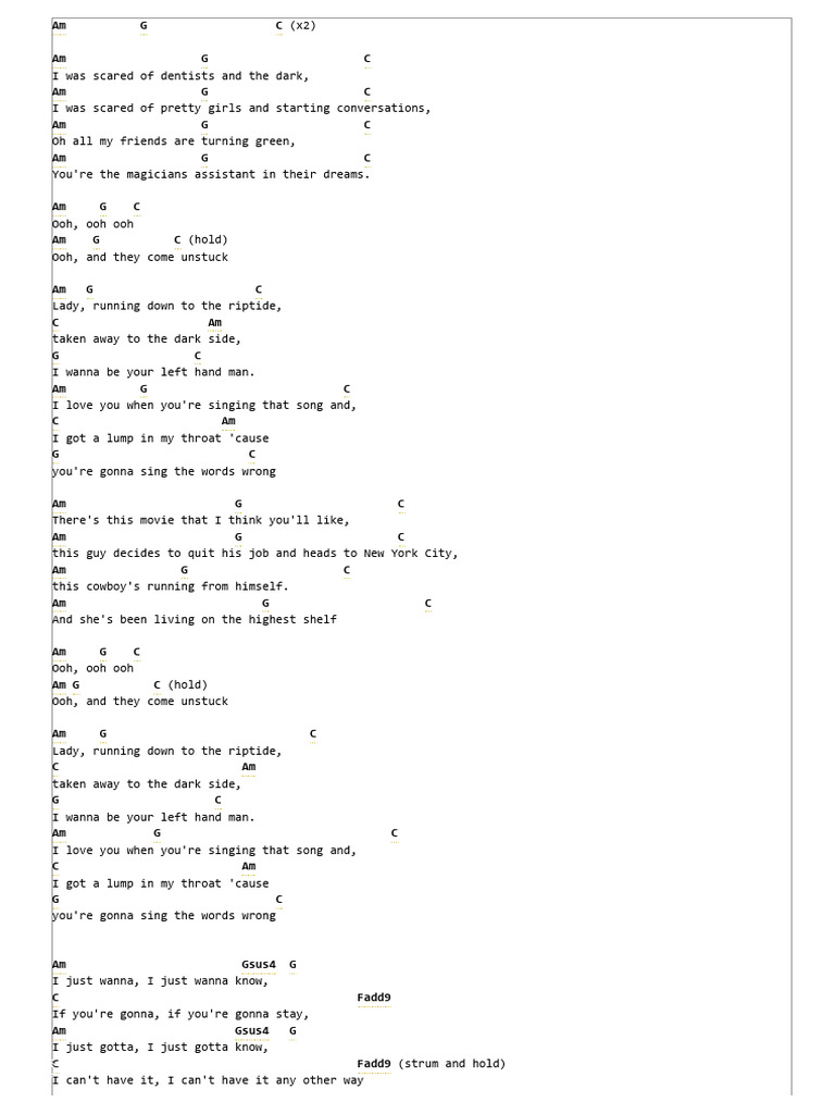 Riptide Tab Por Vance Joy | PDF | Songs Written | Number One Singles