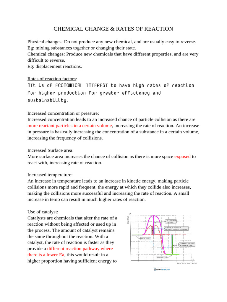 Chemical Change and Rates of Reaction | PDF | Reaction Rate | Chemical ...