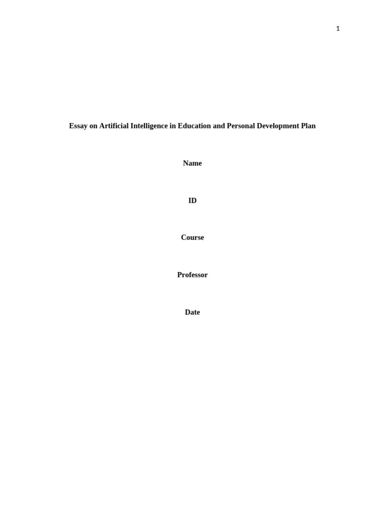 Essay on Artificial Intelligence in Education and Personal Development ...
